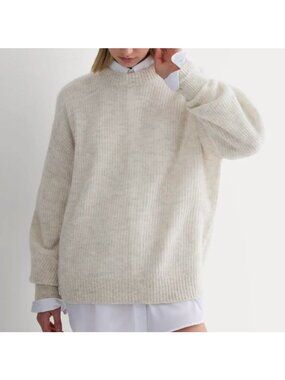 Everlane The Cocoon Crew Sweater in Alpaca Wool Blend Almond Women's Size XS NWT